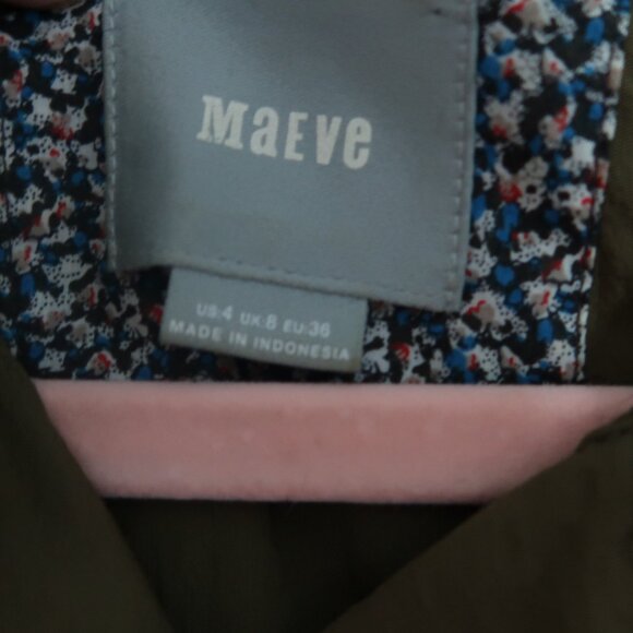 Anthropologie Maeve Olive Army Green Midi Drawstring Shirt Dress Size 4 Small - Picture 7 of 14